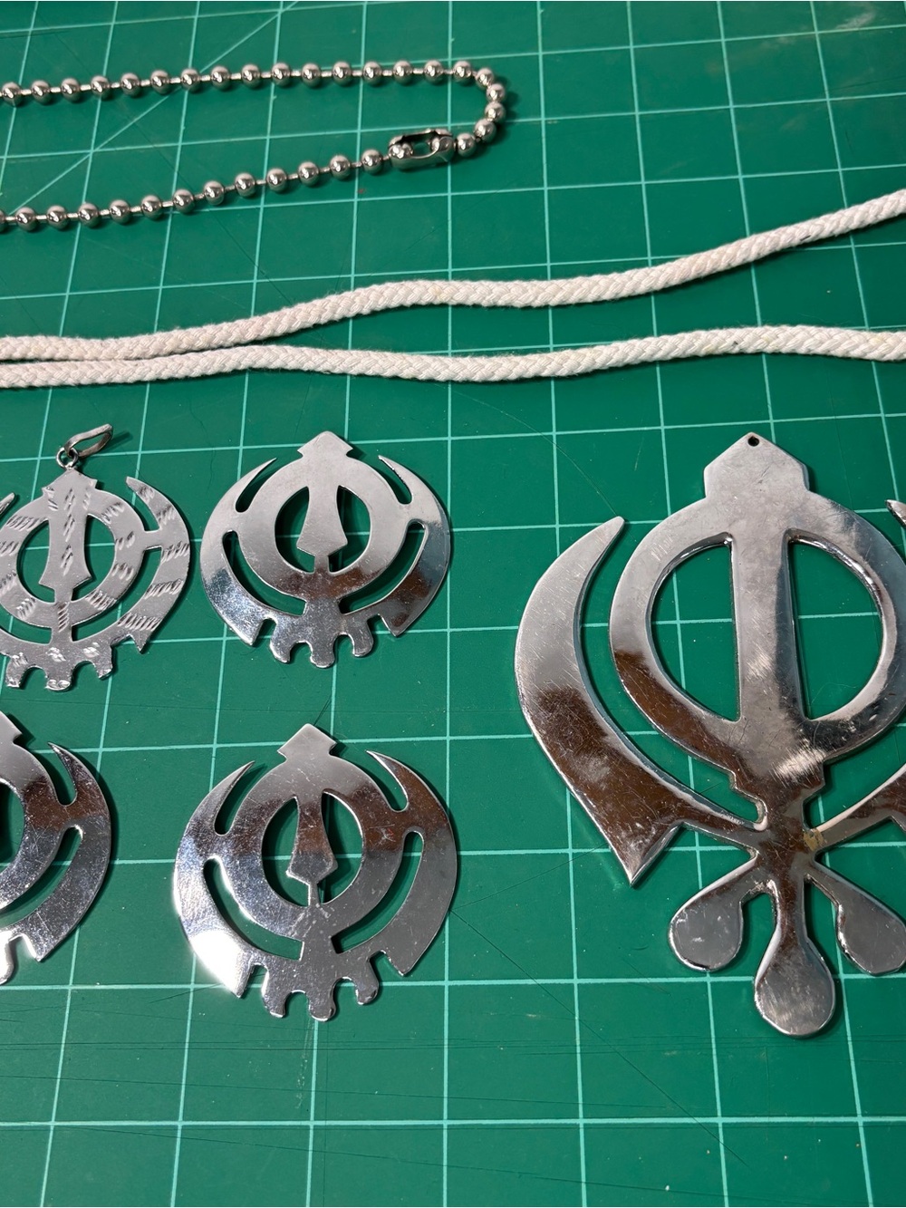 Traditional Khanda Sikh Hanging Pendant Ornament Lot Shiny Silver Symbol